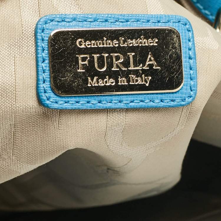 Pre Owned Furla Light Blue Leather Linda Tote