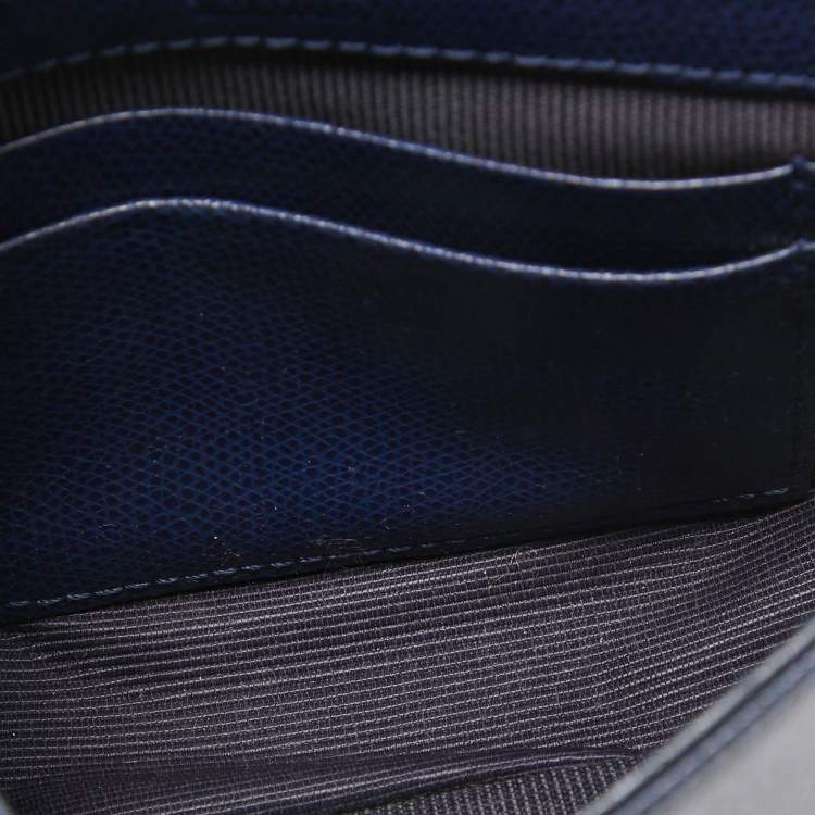 Pre Owned Furla Navy Blue Leather Mini Metropolis Chain Crossbody Bag