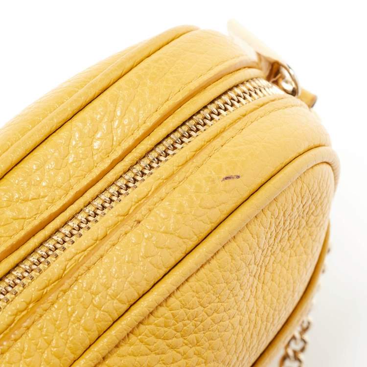 Pre Owned Furla Yellow Leather Lilli Camera Crossbody Bag