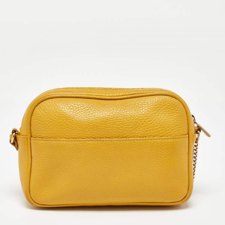 Pre Owned Furla Yellow Leather Lilli Camera Crossbody Bag