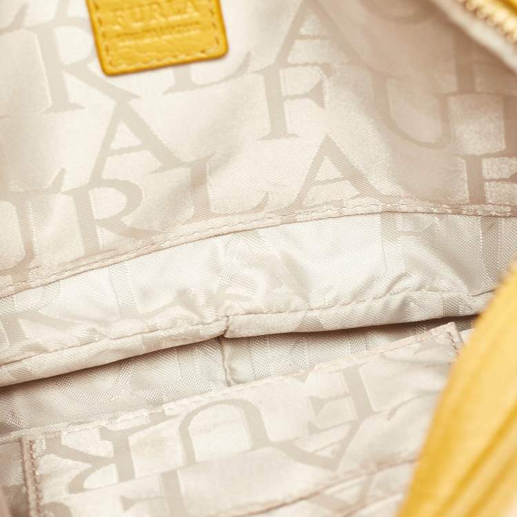 Pre Owned Furla Yellow Leather Lilli Camera Crossbody Bag