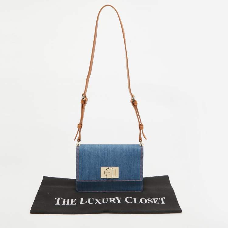 Pre Owned Furla Blue Denim Gerla Shoulder Bag