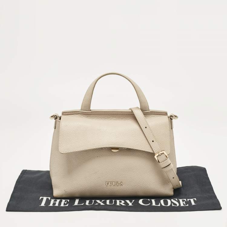 Pre Owned Furla Light Beige Leather Niki Top Handle Bag