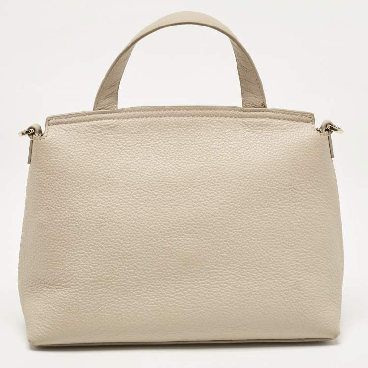 Pre Owned Furla Light Beige Leather Niki Top Handle Bag