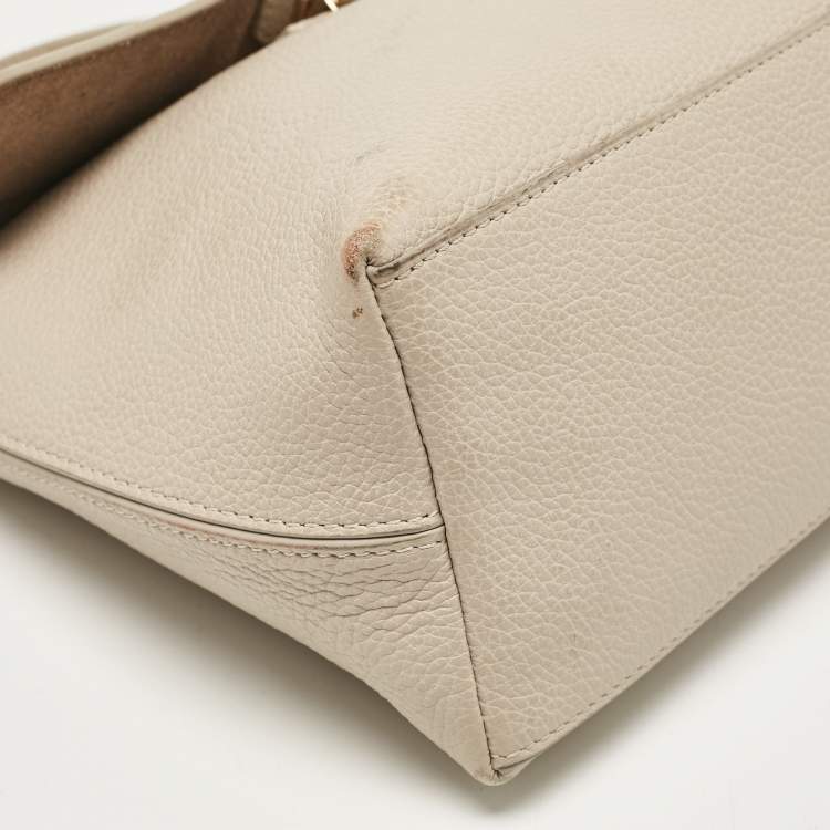 Pre Owned Furla Light Beige Leather Niki Top Handle Bag