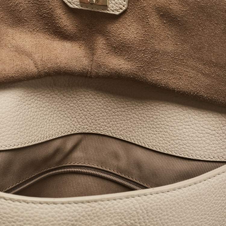 Pre Owned Furla Light Beige Leather Niki Top Handle Bag