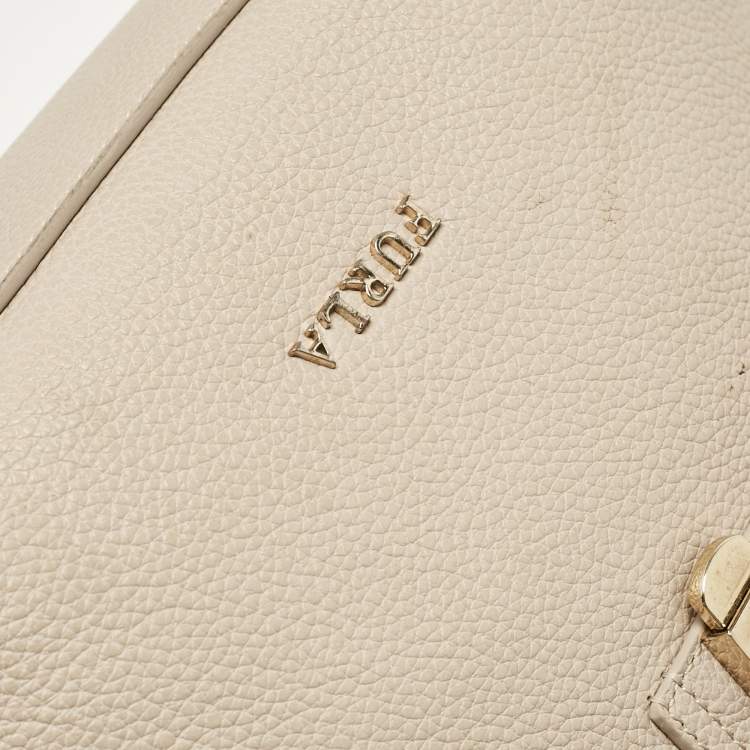 Pre Owned Furla Light Beige Leather Niki Top Handle Bag