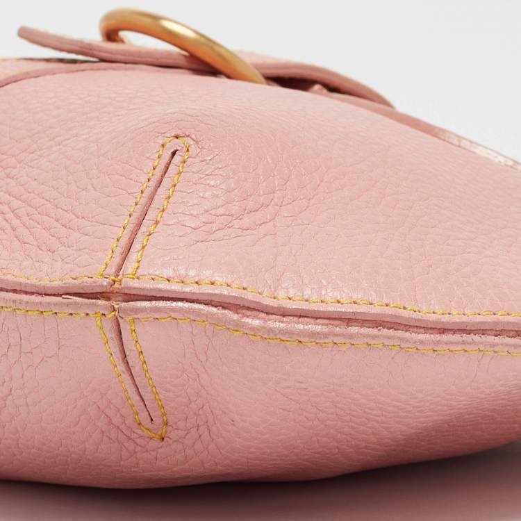 Pre Owned Furla Pink Leather Buckle Flap Hobo