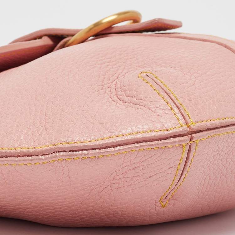 Pre Owned Furla Pink Leather Buckle Flap Hobo