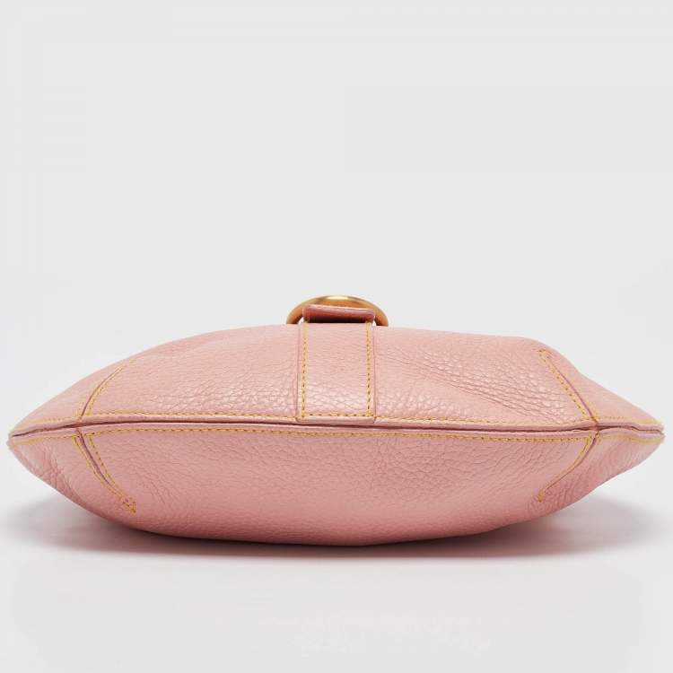 Pre Owned Furla Pink Leather Buckle Flap Hobo