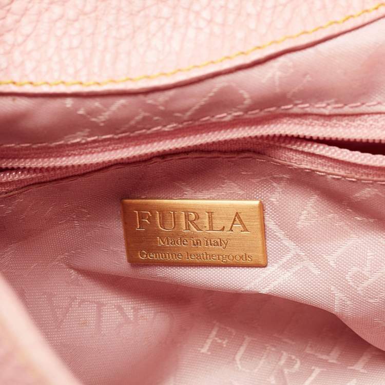 Pre Owned Furla Pink Leather Buckle Flap Hobo