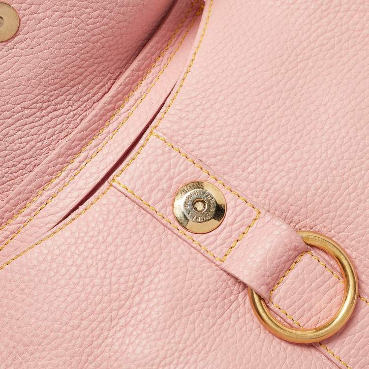 Pre Owned Furla Pink Leather Buckle Flap Hobo