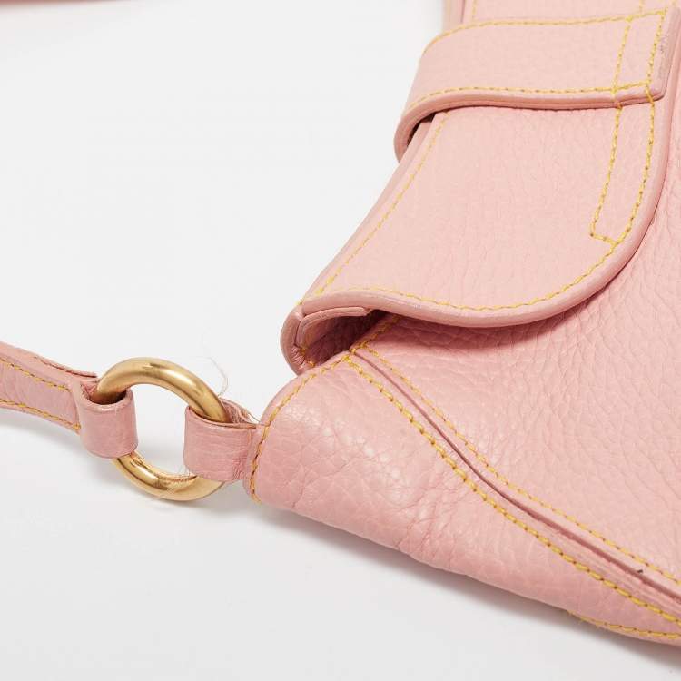 Pre Owned Furla Pink Leather Buckle Flap Hobo
