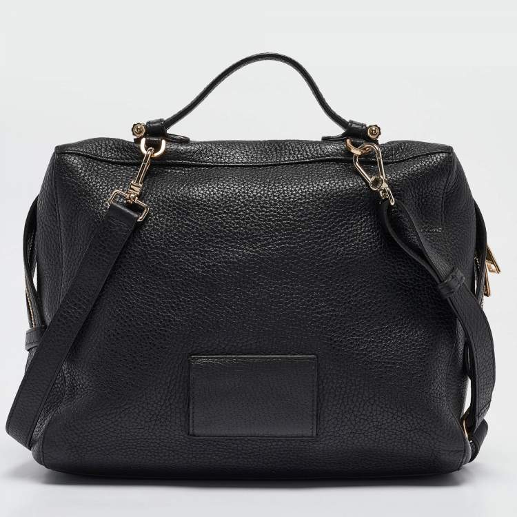 Pre Owned Furla Black Leather Top Zip Satchel