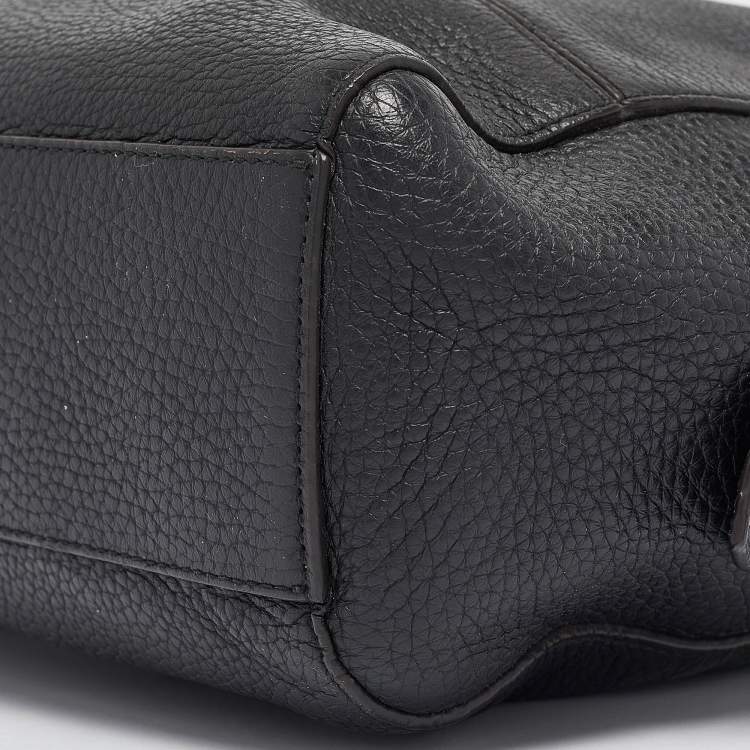 Pre Owned Furla Black Leather Top Zip Satchel