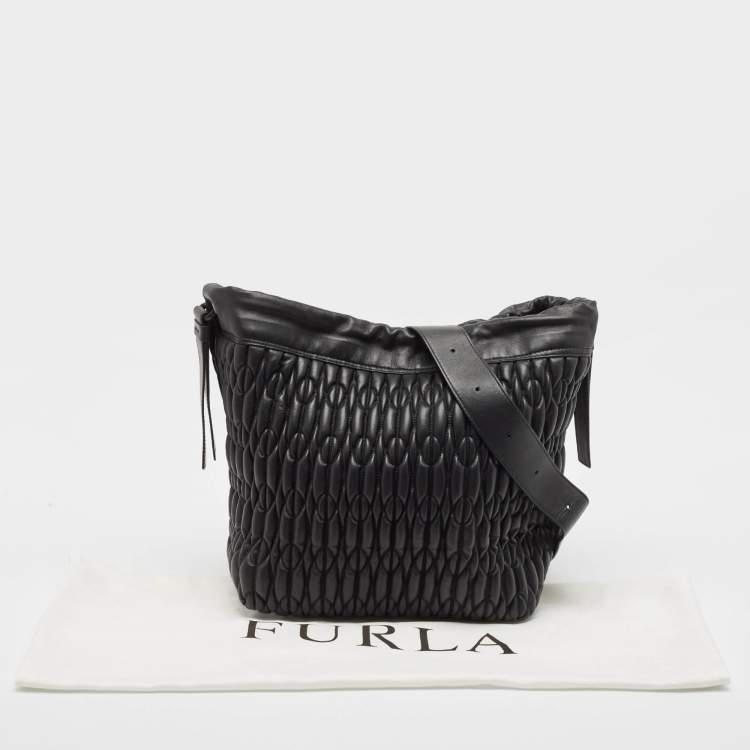 Pre Owned Furla Black Quilt Leather Caos Shoulder Bag
