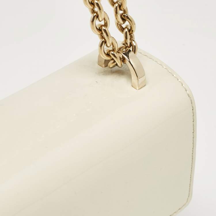 Pre Owned Furla Cream Patent Leather Metropolis Crossbody Bag