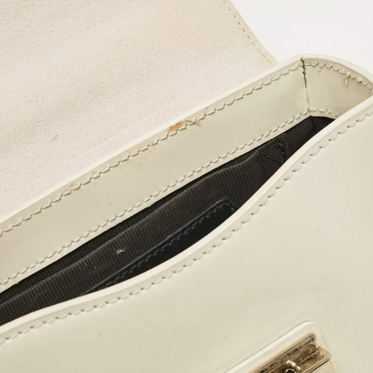 Pre Owned Furla Cream Patent Leather Metropolis Crossbody Bag