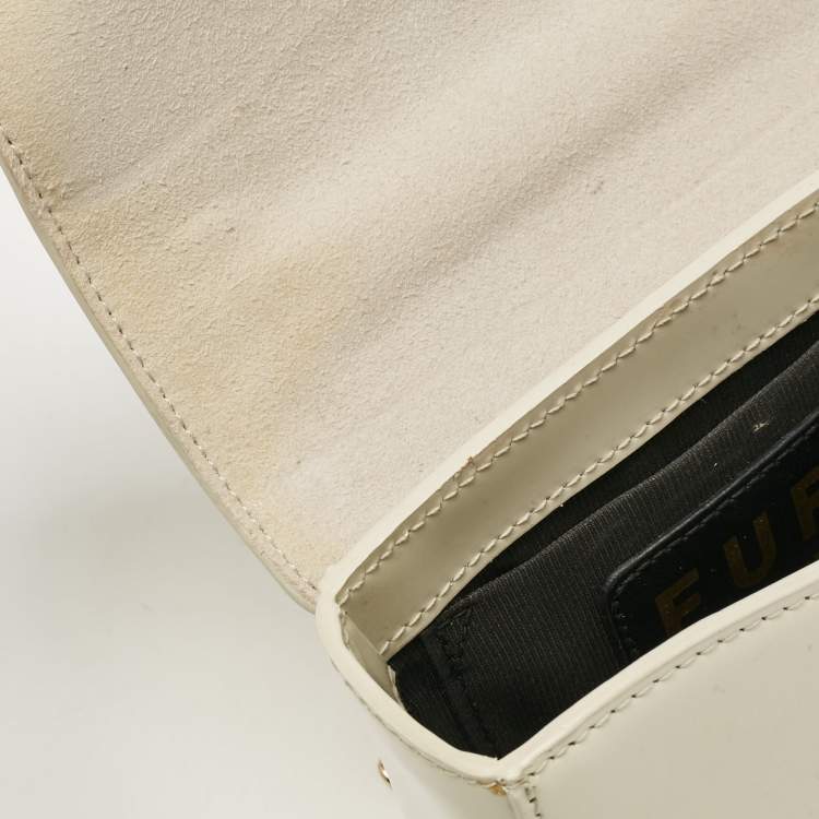 Pre Owned Furla Cream Patent Leather Metropolis Crossbody Bag