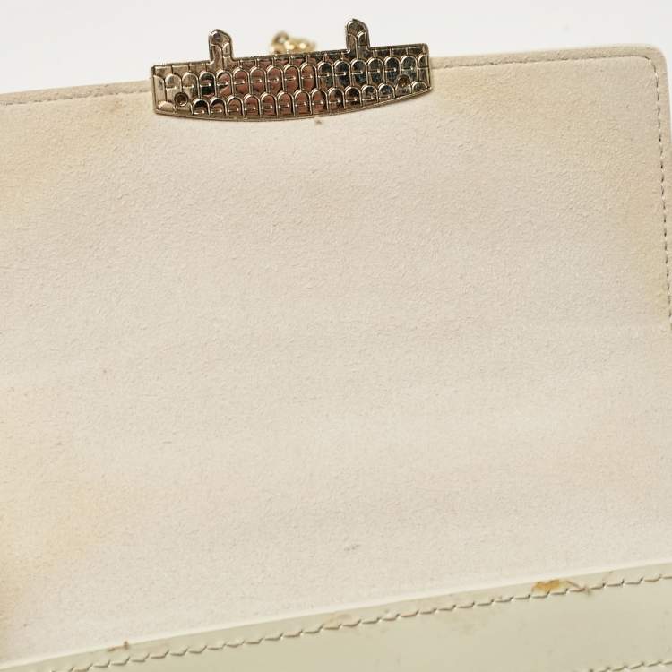 Pre Owned Furla Cream Patent Leather Metropolis Crossbody Bag