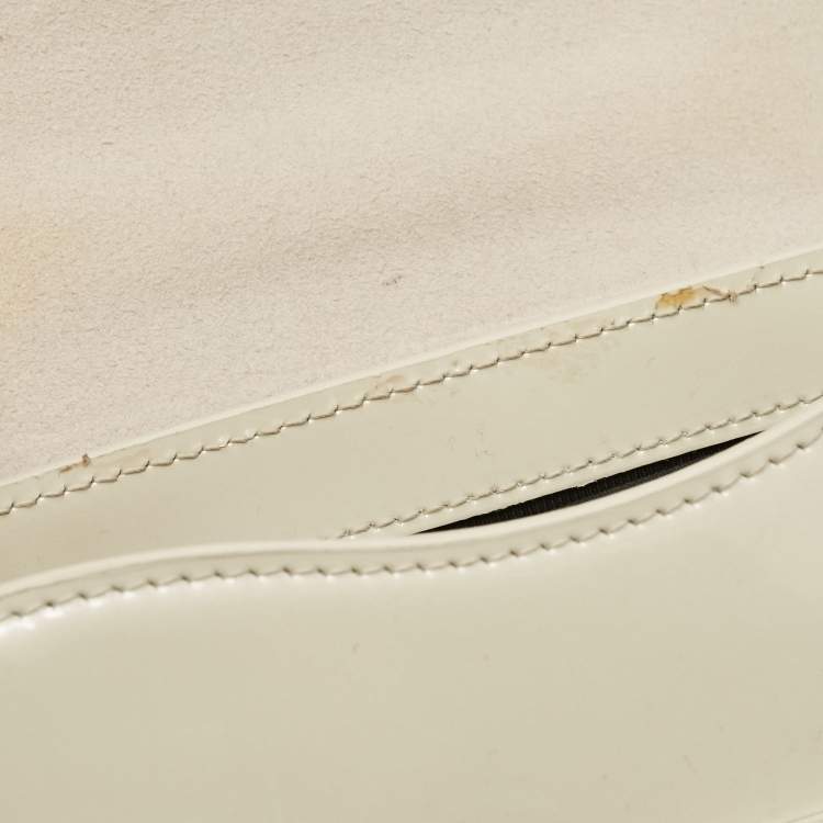 Pre Owned Furla Cream Patent Leather Metropolis Crossbody Bag