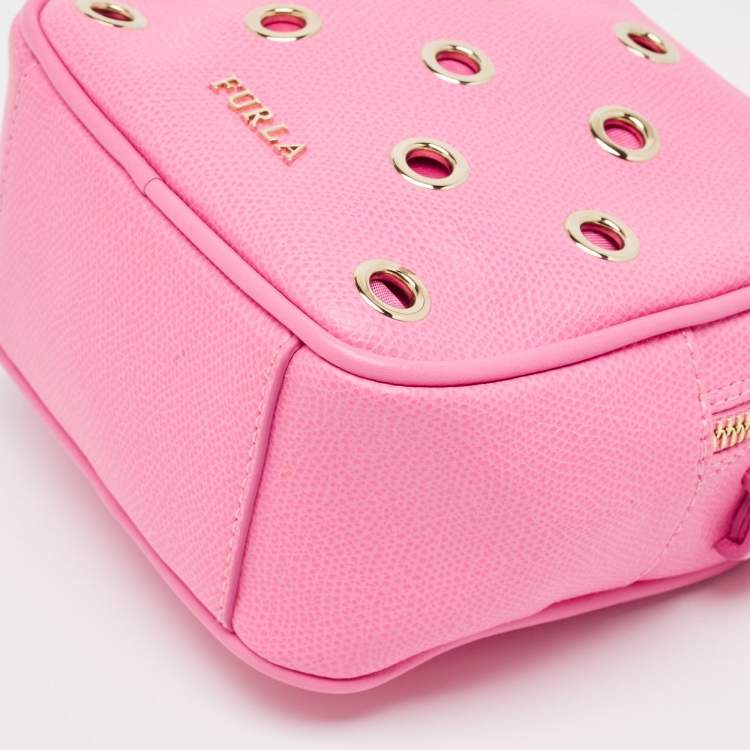 Pre Owned Furla Pink Leather Mini Yo-Yo Crossbody Bag
