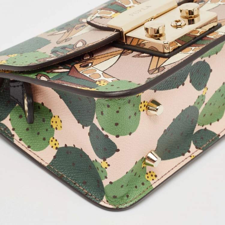 Pre Owned Furla Multicolor Animal Print Leather Mini Metropolis Shoulder Bag