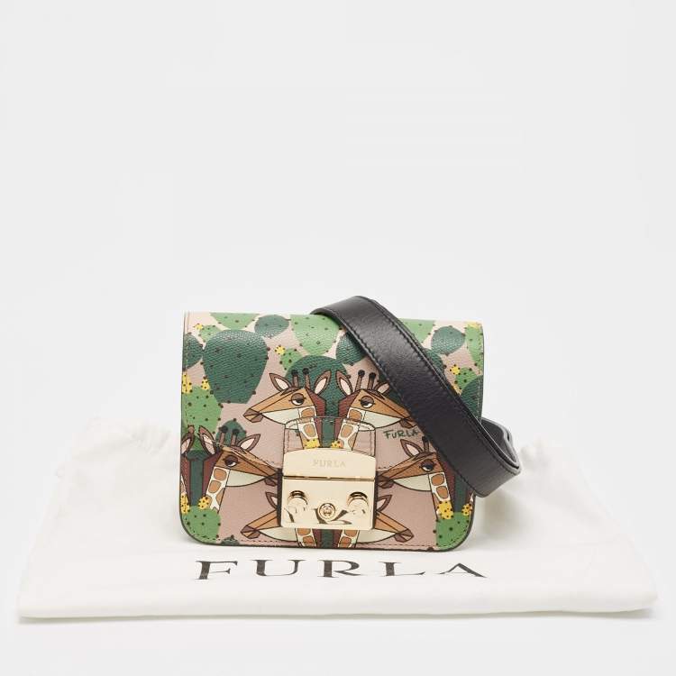 Pre Owned Furla Multicolor Animal Print Leather Mini Metropolis Shoulder Bag