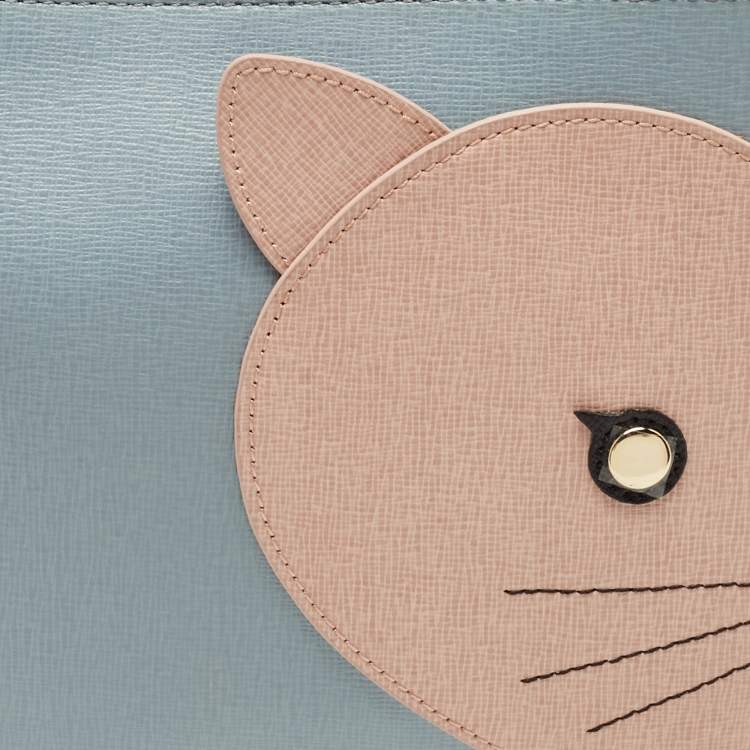 Pre Owned Furla Multicolor Leather Cat Wristlet Pouch