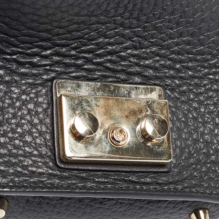Pre Owned Furla Black/Beige Python Embossed and Leather Mni Metropolis Crossbody Bag