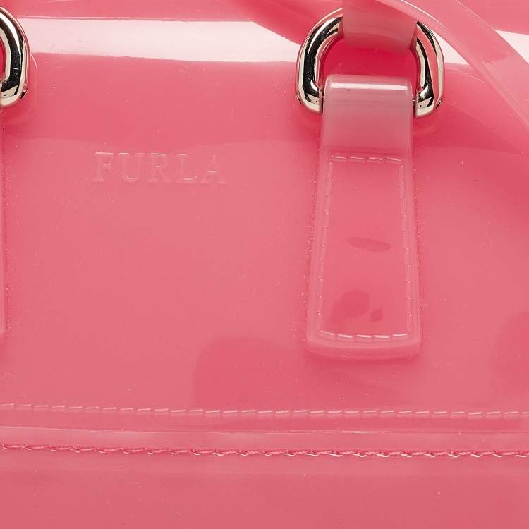 Pre Owned Furla Pink Rubber Mini Candy Satchel
