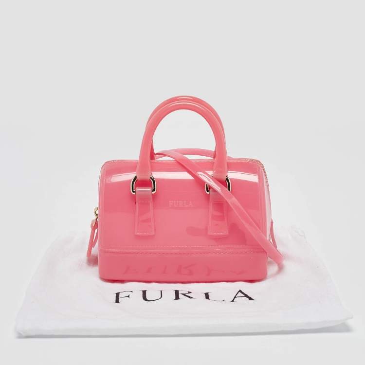 Pre Owned Furla Pink Rubber Mini Candy Satchel