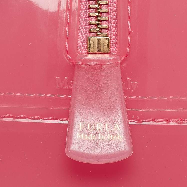 Pre Owned Furla Pink Rubber Mini Candy Satchel