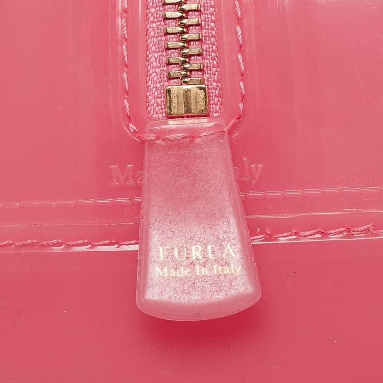 Pre Owned Furla Pink Rubber Mini Candy Satchel