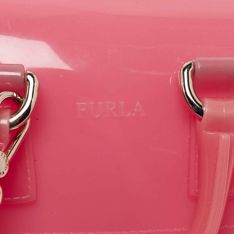 Pre Owned Furla Pink Rubber Mini Candy Satchel