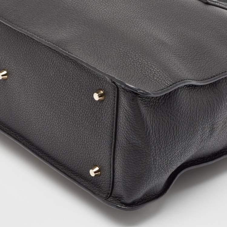 Pre Owned Furla Black Leather Flap Tote