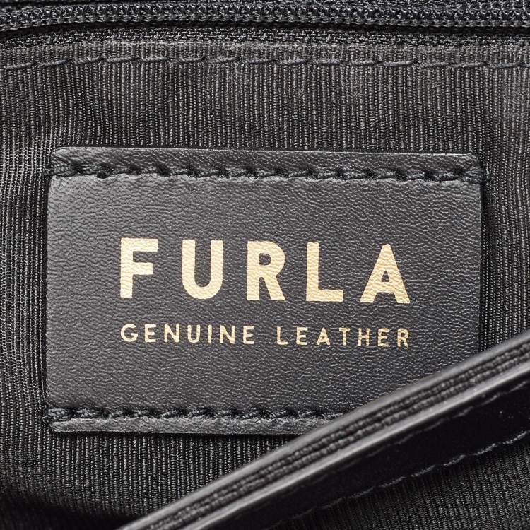 Pre Owned Furla Black Leather 1927 Flap Top Handle Bag