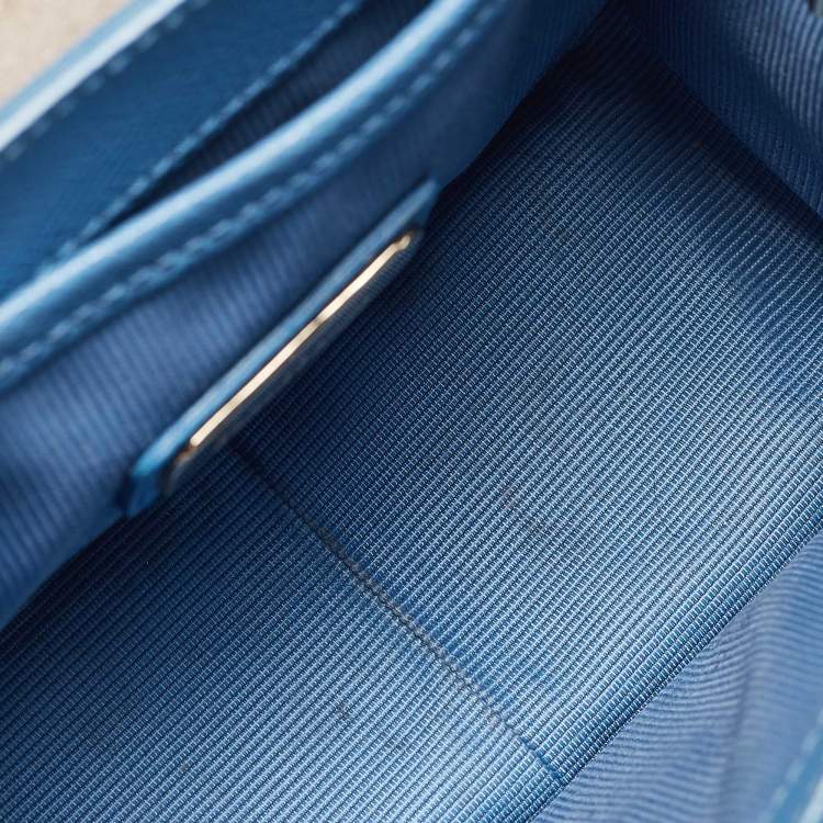 Pre Owned Furla Blue Leather Mini Metropolis Crossbody Bag