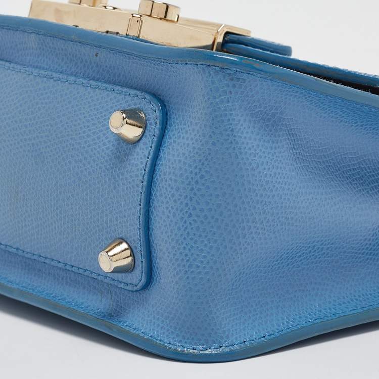Pre Owned Furla Blue Leather Mini Metropolis Crossbody Bag