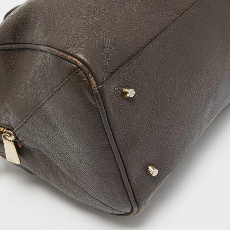 Pre Owned Furla Dark Brown Leather Ariana Satchel