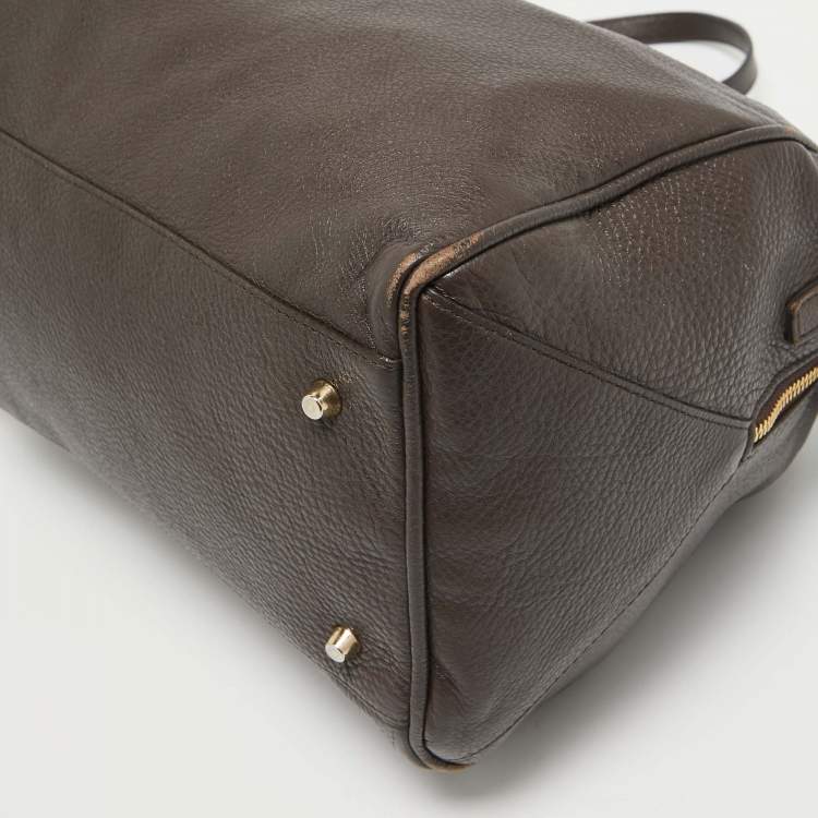 Pre Owned Furla Dark Brown Leather Ariana Satchel