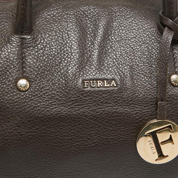 Pre Owned Furla Dark Brown Leather Ariana Satchel