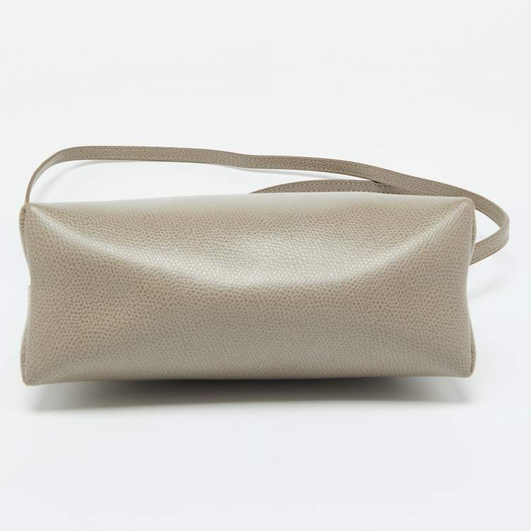 Pre Owned Furla Taupe Grey Leather Camelia Crossbody Bag