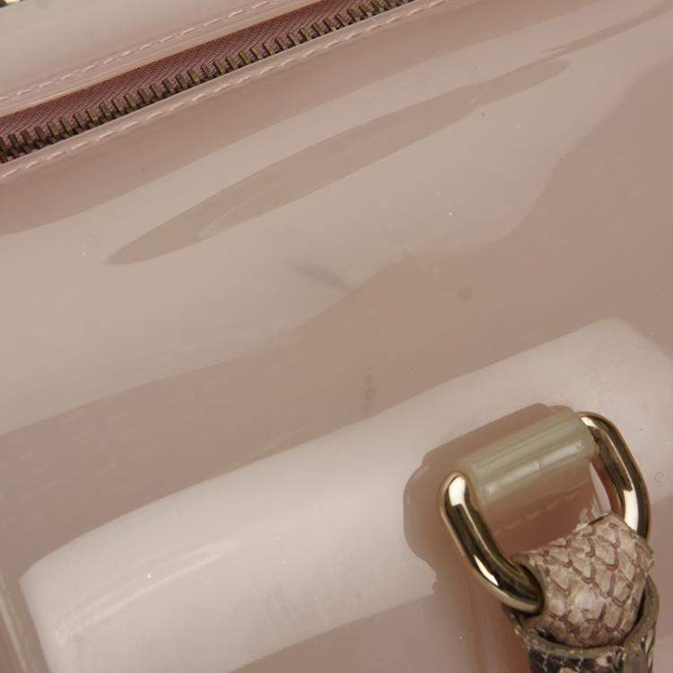 Pre Owned Furla Pink Glossy Rubber/Straw Candy Satchel Bag