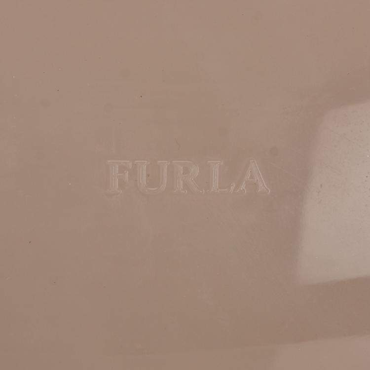 Pre Owned Furla Pink Glossy Rubber/Straw Candy Satchel Bag