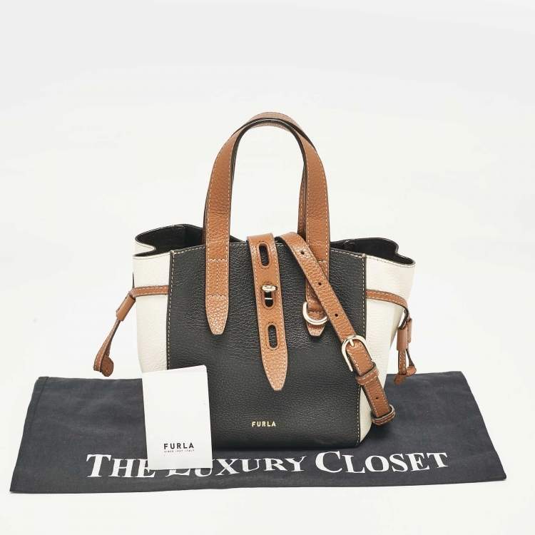Pre Owned Furla Tricolor Leather Mini Net Tote