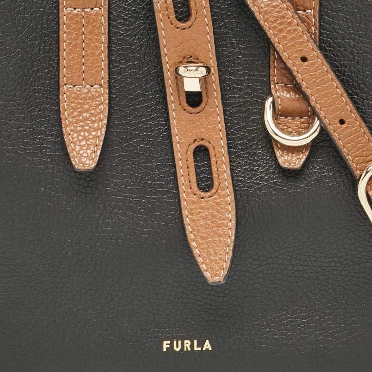 Pre Owned Furla Tricolor Leather Mini Net Tote