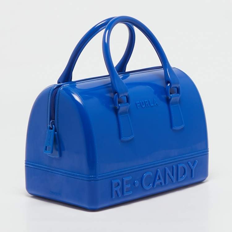 Pre Owned Furla Blue Re-Rubber Candy Satchel
