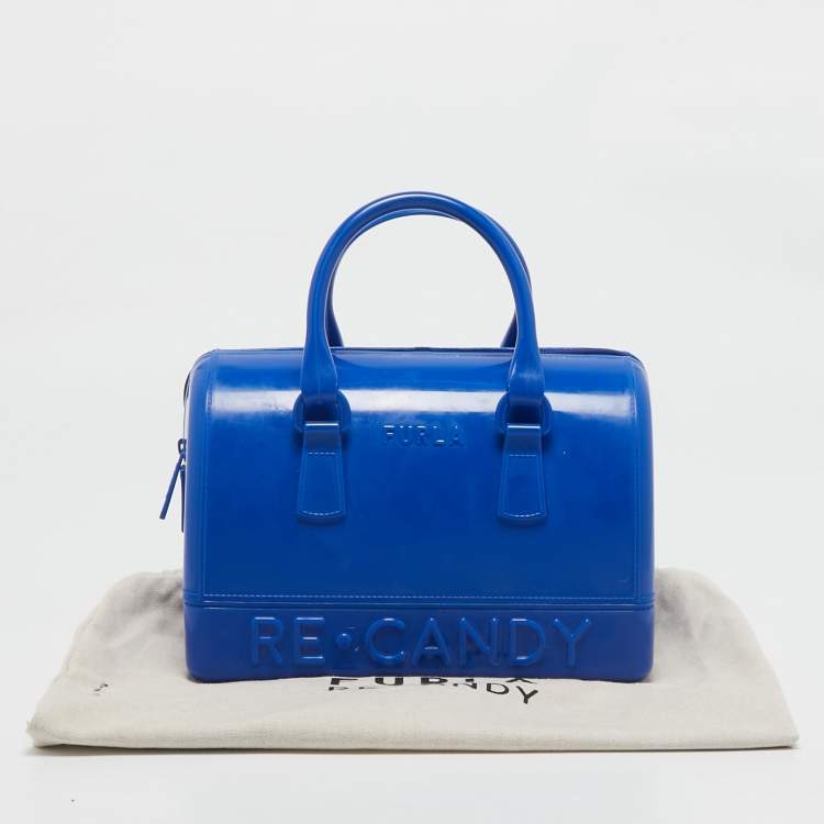 Pre Owned Furla Blue Re-Rubber Candy Satchel