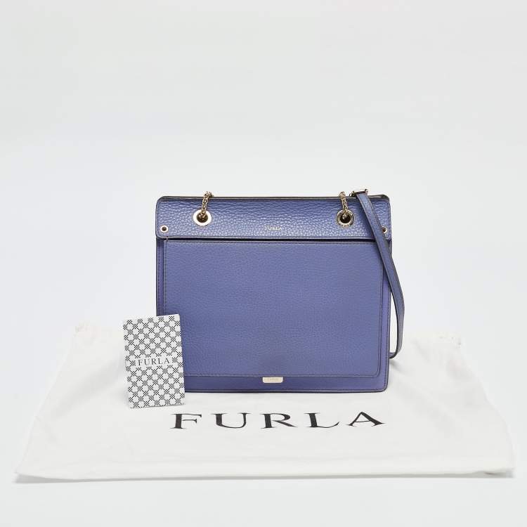 Pre Owned Furla Blue/Purple Leather Like Crossbody Bag